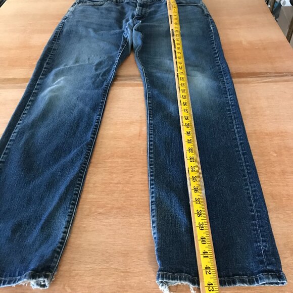 DL1961 Avery Straight Jeans Men 38x34 Blue Mid Rise Medium Wash Distressed 16800 - Picture 6 of 13